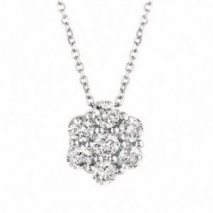 1.75 Carat Natural Diamond Cluster Necklace 14K WG